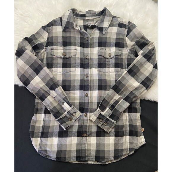Carhartt Tops - Womens Size Small 4/6 Carhartt Stretch Buffalo Plaid Flannel Work Shirt